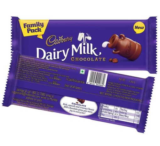 cadbury family pack dairy milk chocolate bar 130g