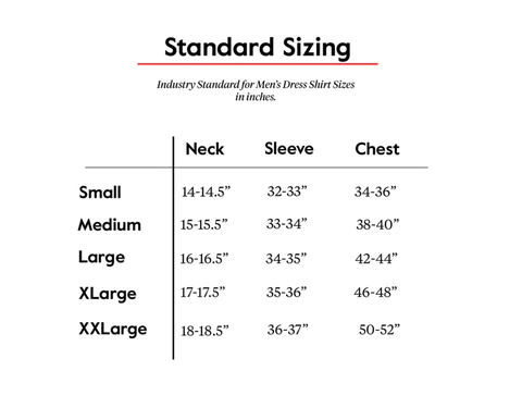 men's shirt size chart