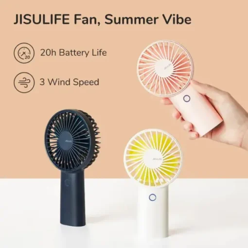 JISULIFE F2B Handheld Recharging Fan – Pink Color