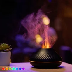 GearUP DQ705 Volcanic Flame Mini Humidifier With Color Night Light- Black